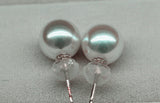 Lily Treacy 8-8.5 mm White Japan Akoya Saltwater Pearl 18K Solid Gold Stud Earrings