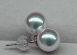 Lily Treacy 8-8.5 mm White Japan Akoya Saltwater Pearl 18K Solid Gold Stud Earrings