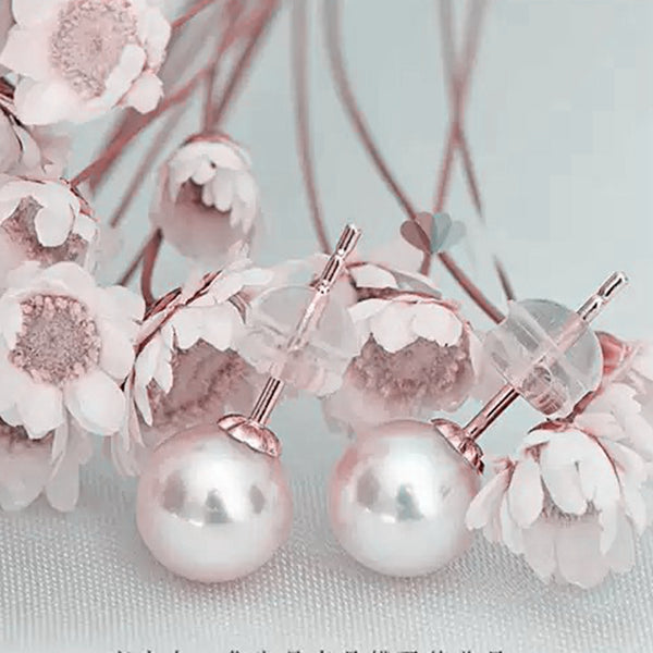 Lily Treacy 8-8.5 mm White Japan Akoya Saltwater Pearl 18K Solid Gold Stud Earrings