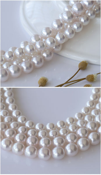 Japan Akoya Pearl Necklace Earrings set 18" Earrings Solid gold Bridal Gift 7-10mm