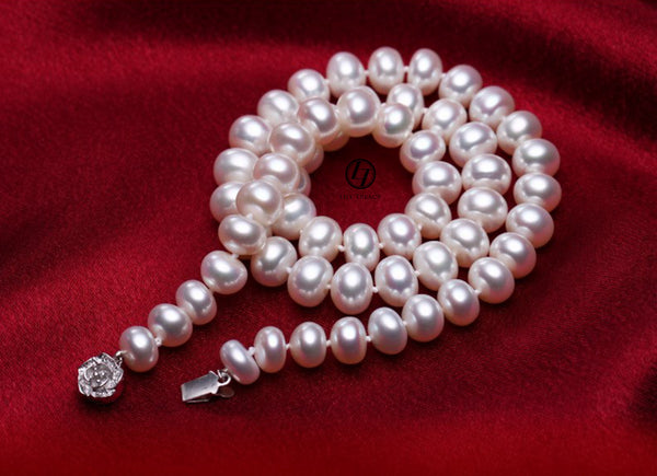 11-13mm Freshwater Pearl necklace strand white large pearl 18" bridal June birthstone