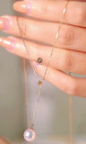 Japanese Akoya Pearl pendant necklace 18k yellow/white/rose gold Vermeil 7-10mm Bridal June Birthstone