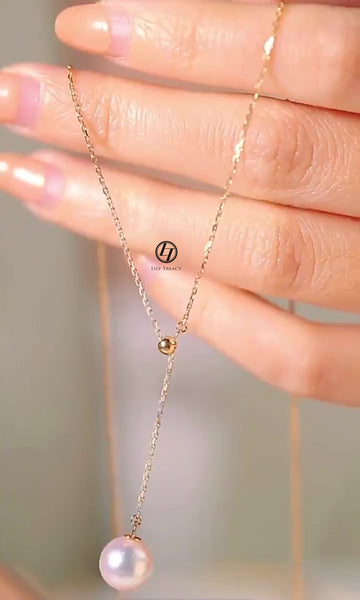 Japanese Akoya Pearl pendant necklace 18k yellow/white/rose gold Vermeil 7-10mm Bridal June Birthstone