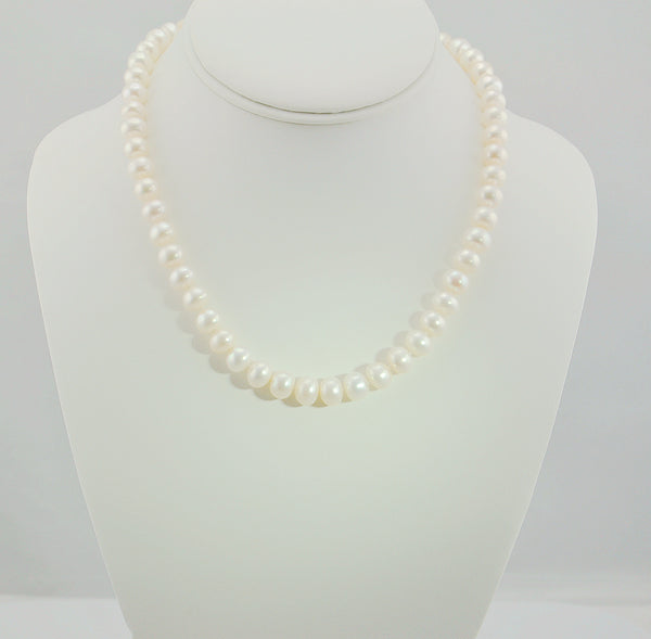 11-13mm Freshwater Pearl necklace strand white large pearl 18" bridal June birthstone