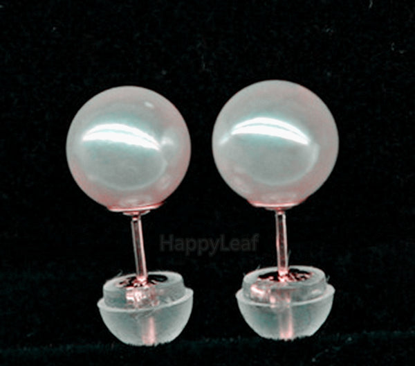 Lily Treacy 8-8.5 mm White Japan Akoya Saltwater Pearl 18K Solid Gold Stud Earrings