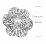Pearl Brooch Pin with Russian CZ flower White or black for Bridal Wedding Gift