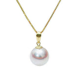 Japanese Akoya Pearl Pendant necklace white 18K Solid Yellow Gold clasp 7-10mm Bridal June Birthstone