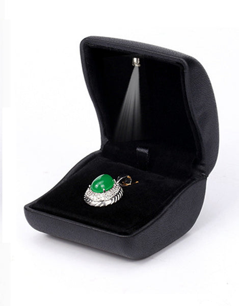 Lily Treacy PU Leather Jewelry Ring earrings box case with LED light, lighted jewelry box for Proposal Engagement