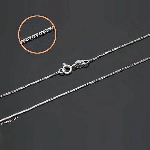18K Solid Yellow White Gold  Box Chain Necklace 16" 17" 18" AU750 Men Women