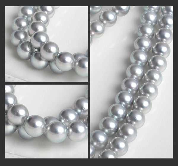 Lily Treacy 9-9.5mm Japanese Akoya Pearl Matama 14K gold Necklace strand Silver bridal wedding 18"