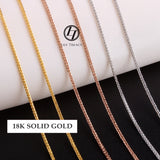 18K Solid White Gold THICK Diamond-cut Square Spiga Wheat Chain 18