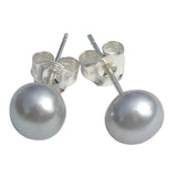 Lily Treacy 8-9mm Silver Gray Freshwater Pearl Stud Earring Sterling Silver Back