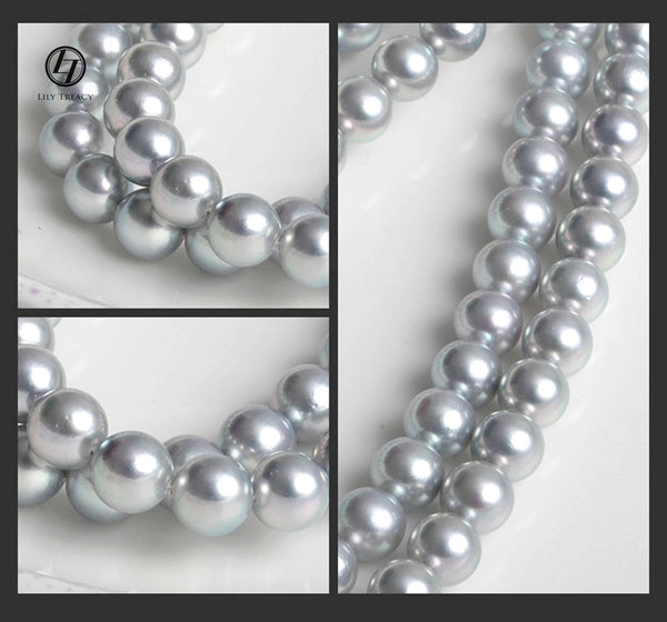 Japanese Akoya Pearl Necklace strand Silver Matama 14K solid gold bridal wedding 18" by Lily Treacy