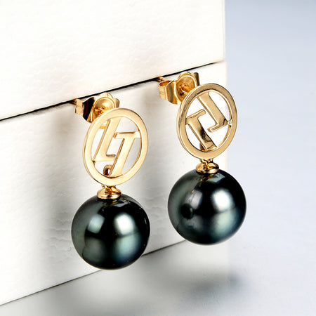 Japanese Akoya Pearl hoop white Earrings drop dangle 18K Solid Gold bridal 7.5-8;8-8.5; 8.5-9; 9-9.5; 9.5-10mm