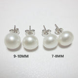 7-8mm White Freshwater Pearl Stud Earrings 925 Sterling Silver post & back bridal Gift