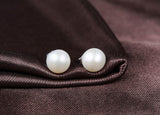 7-8mm White Freshwater Pearl Stud Earrings 925 Sterling Silver post & back bridal Gift