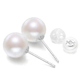 8-9mm Freshwater Pearl earrings 18K Solid Gold Stud Earrings White