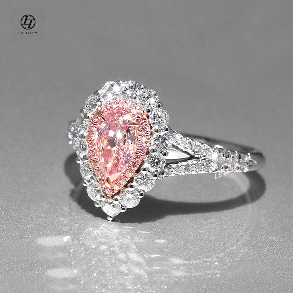4ct CZ Ring Pink Pear Cut women Promise, Engagement, Proposal, Wedding Size 7 8 9
