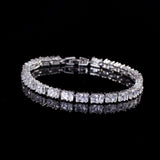 Tennis Bracelet CZ Princess Cut White Yellow 7
