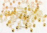 18K Yellow Gold Ball stud Earrings Women Men Unisex 3mm or 4mm