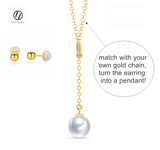 Lily Treacy Japanese Akoya pearl drop earrings solid gold ear studs pendant combo bridal 7.5-8mm