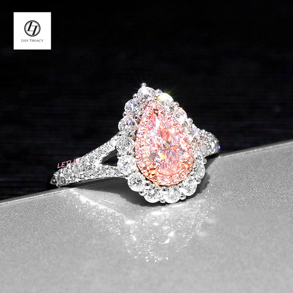 4ct CZ Ring Pink Pear Cut women Promise, Engagement, Proposal, Wedding Size 7 8 9