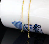 18K Solid Yellow White Gold  Box Chain Necklace 16