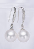 8-9mm Freshwater pearl drop dangle hoop Earrings Sterling Silver CZ bridal white by Lily Treacy