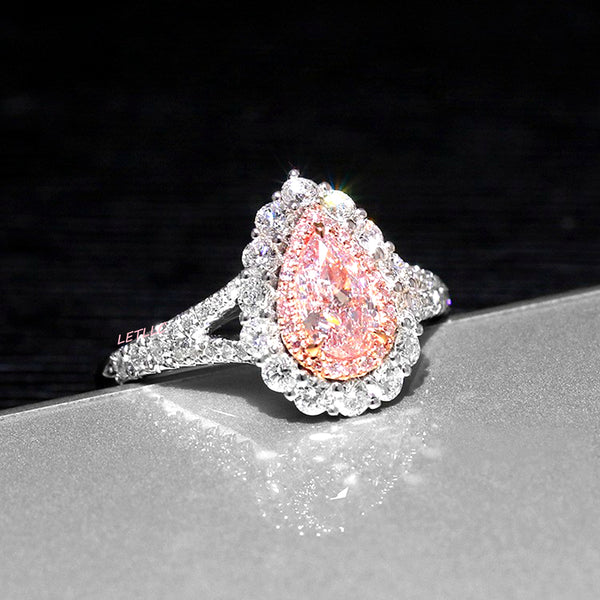 4ct CZ Ring Pink Pear Cut women Promise, Engagement, Proposal, Wedding Size 7 8 9