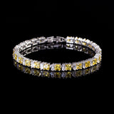 Tennis Bracelet CZ Princess Cut White Yellow 7