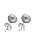 Lily Treacy 8-9mm Silver Gray Freshwater Pearl Stud Earring Sterling Silver Back