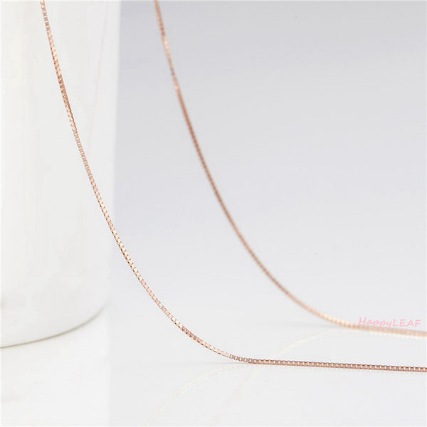 S925 TOP QUALITY Sterling Silver 18K Yellow White Rose Gold Vermeil Box Chain Necklace