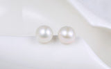 7-8mm White Freshwater Pearl Stud Earrings 925 Sterling Silver post & back bridal Gift