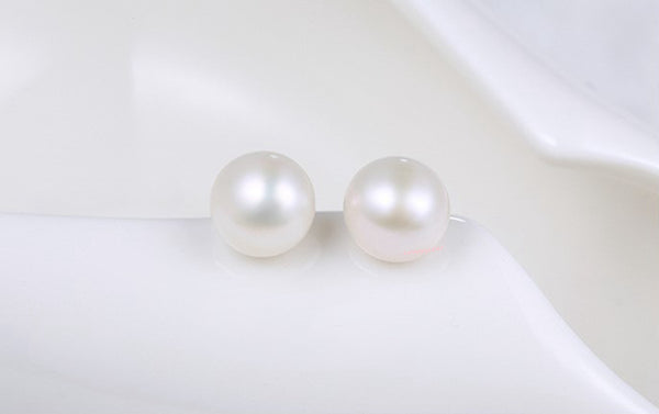 7-8mm White Freshwater Pearl Stud Earrings 925 Sterling Silver post & back bridal Gift