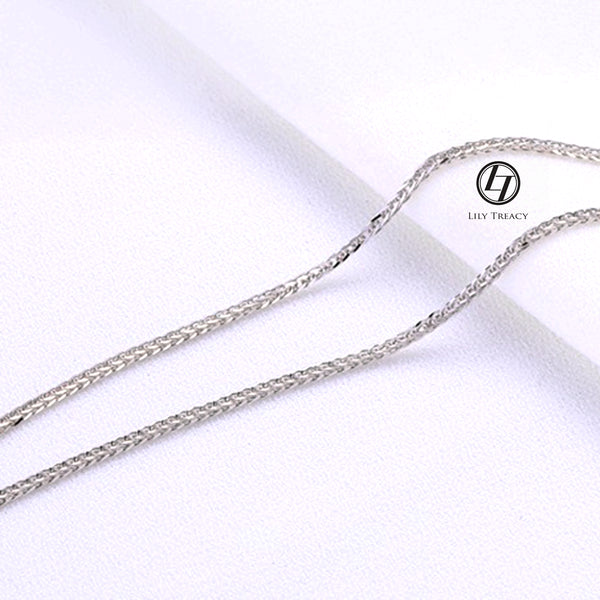 18K Solid Yellow White Gold Diamond-cut Square Spiga Wheat Chain 18" AU750 Women Man