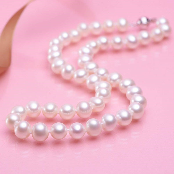 8-9mm Freshwater Pearl  Necklace Strand White 18" wedding bridal gift
