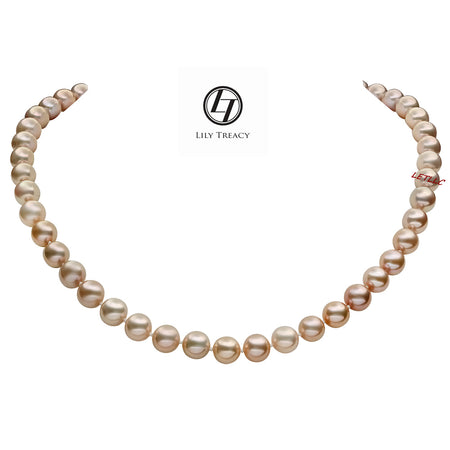 7-8mm white Freshwater Pearl 3 Row Necklace with Mother of Pearl Flower Clasp