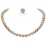9-10mm Freshwater Pearl Necklace Strand Metallic Rose Pink 18