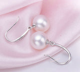 8-9mm Freshwater pearl drop dangle hoop Earrings Sterling Silver CZ bridal white by Lily Treacy