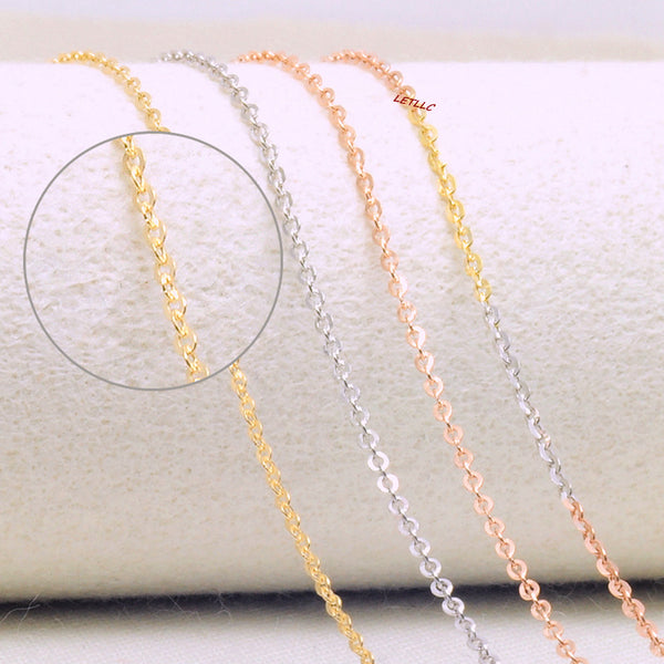 925 Sterling Silver "O" Chain Necklace 18K Yellow Rose White Gold Vermeil 16" 18" 20" 30"