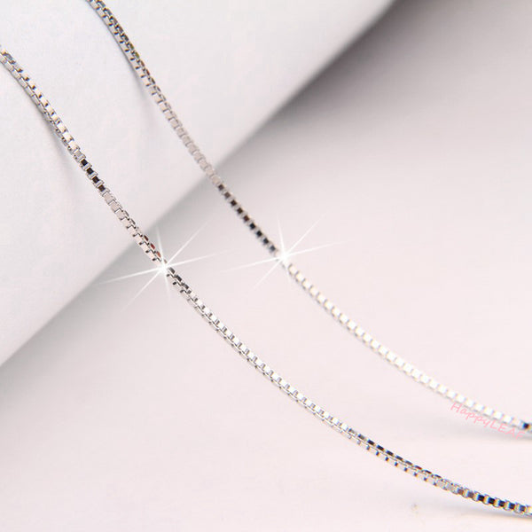 18K Solid Yellow White Gold  Box Chain Necklace 16" 17" 18" AU750 Men Women