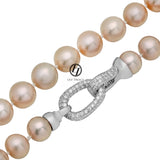 9-10mm Freshwater Pearl Necklace Strand Metallic Rose Pink 18