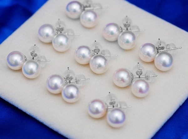 Japanese Akoya Saltwater Pearl 18K Solid yellow, white or rose gold Stud Earrings 8.5-9mm; 9-9.5mm or 9.5-10mm Bridal June birthstone by Lily Treacy