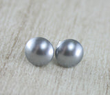 Lily Treacy 8-9mm Silver Gray Freshwater Pearl Stud Earring Sterling Silver Back