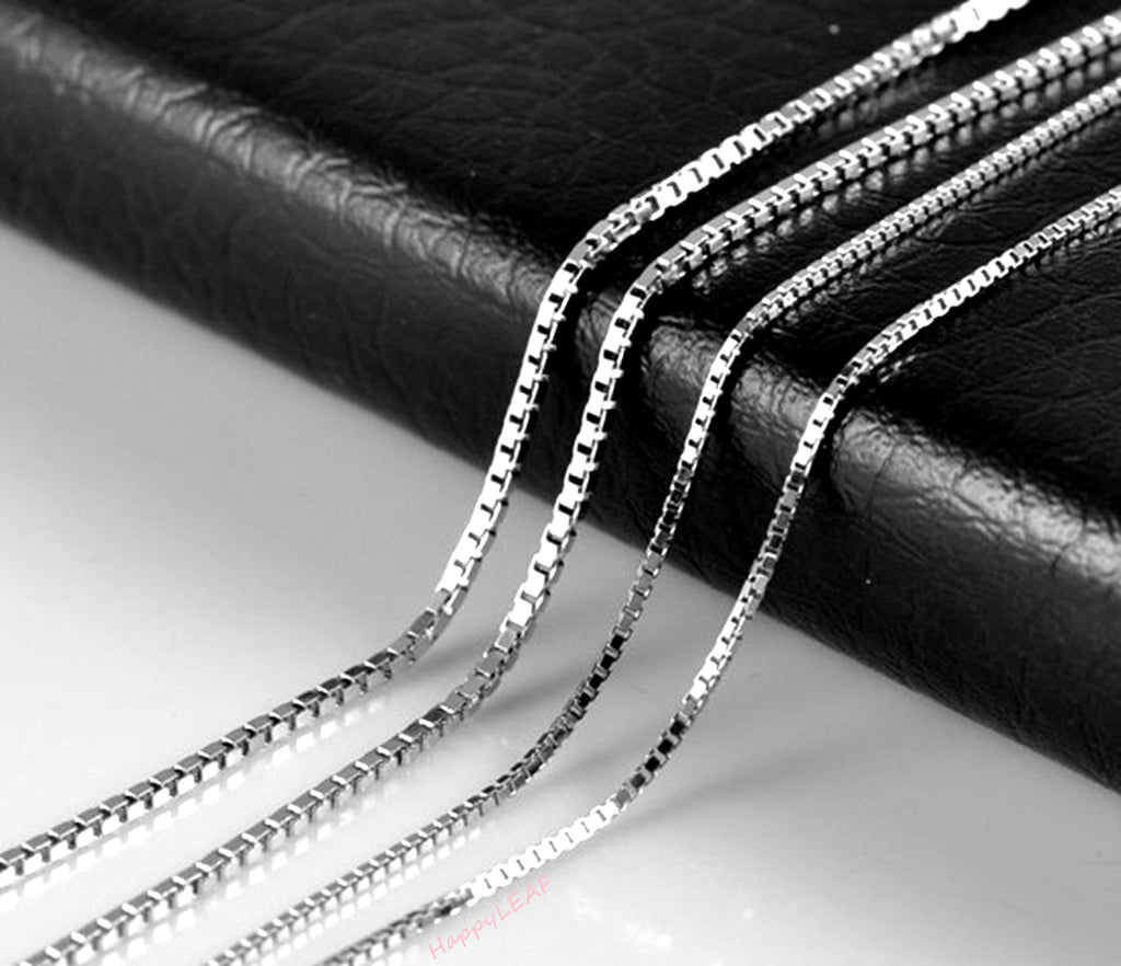 S925 TOP QUALITY Sterling Silver 18K Yellow White Rose Gold Vermeil Box Chain Necklace