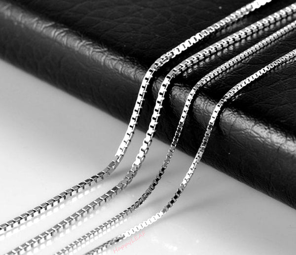 S925 TOP QUALITY Sterling Silver 18K Yellow White Rose Gold Vermeil Box Chain Necklace