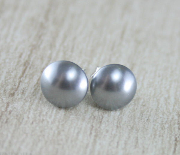 Lily Treacy 8-9mm Silver Gray Freshwater Pearl Stud Earring Sterling Silver Back