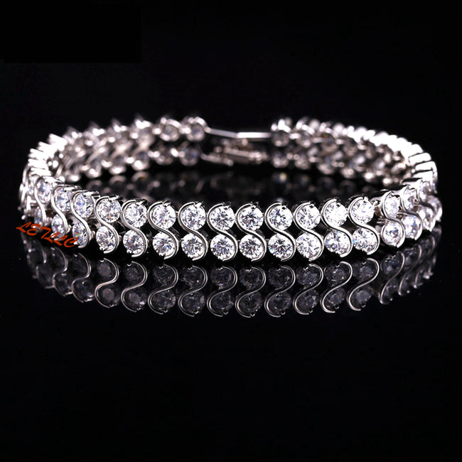 Tennis Bracelet Top Cubic Zirconia Brilliant Cut 20ctw Double-row white 7.5" Bridal by Lily Treacy