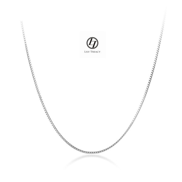 18K Solid Yellow White Gold  Box Chain Necklace 16" 17" 18" AU750 Men Women