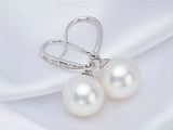 8-9mm Freshwater pearl drop dangle hoop Earrings Sterling Silver CZ bridal white by Lily Treacy